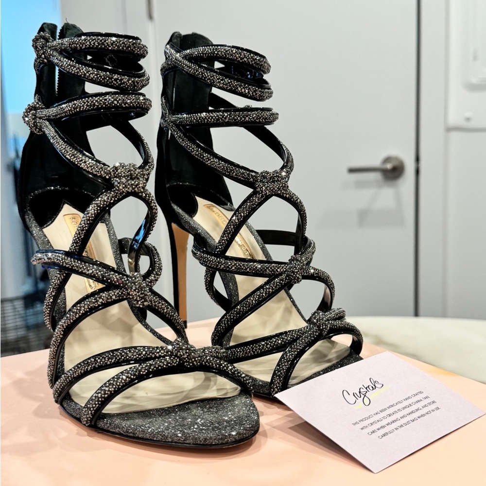 Sophia Webster Glittering Black and Silver Heels